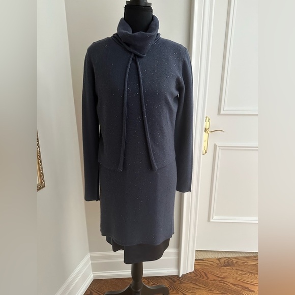 Fabiana Filippi Black Label Cashmere Dress with Cardigan Size Small - Picture 2 of 7